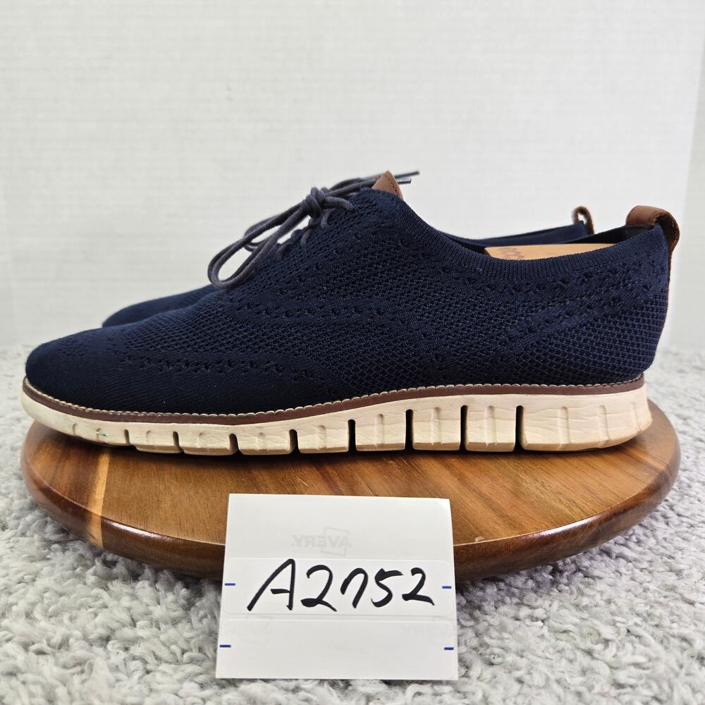 Cole Haan Mens 11M ZeroGrand Stitchlite Marine Blue Wingtip Casual Daily Oxford